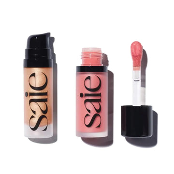 Saie Mini Glowy Super Gel Lightweight llluminator & Makeup Primer - Sunglow (0.5 oz) + Dew Blush - Lightweight Liquid Blush with a Blendable + Buildable Cream Finish - Sweetie (.40 oz) Saie uk supplements