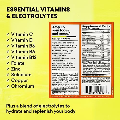 EBOOST Energy Drink & Electrolyte Powder, 20 Packets - Super Powder Orange EBOOST uk supplements