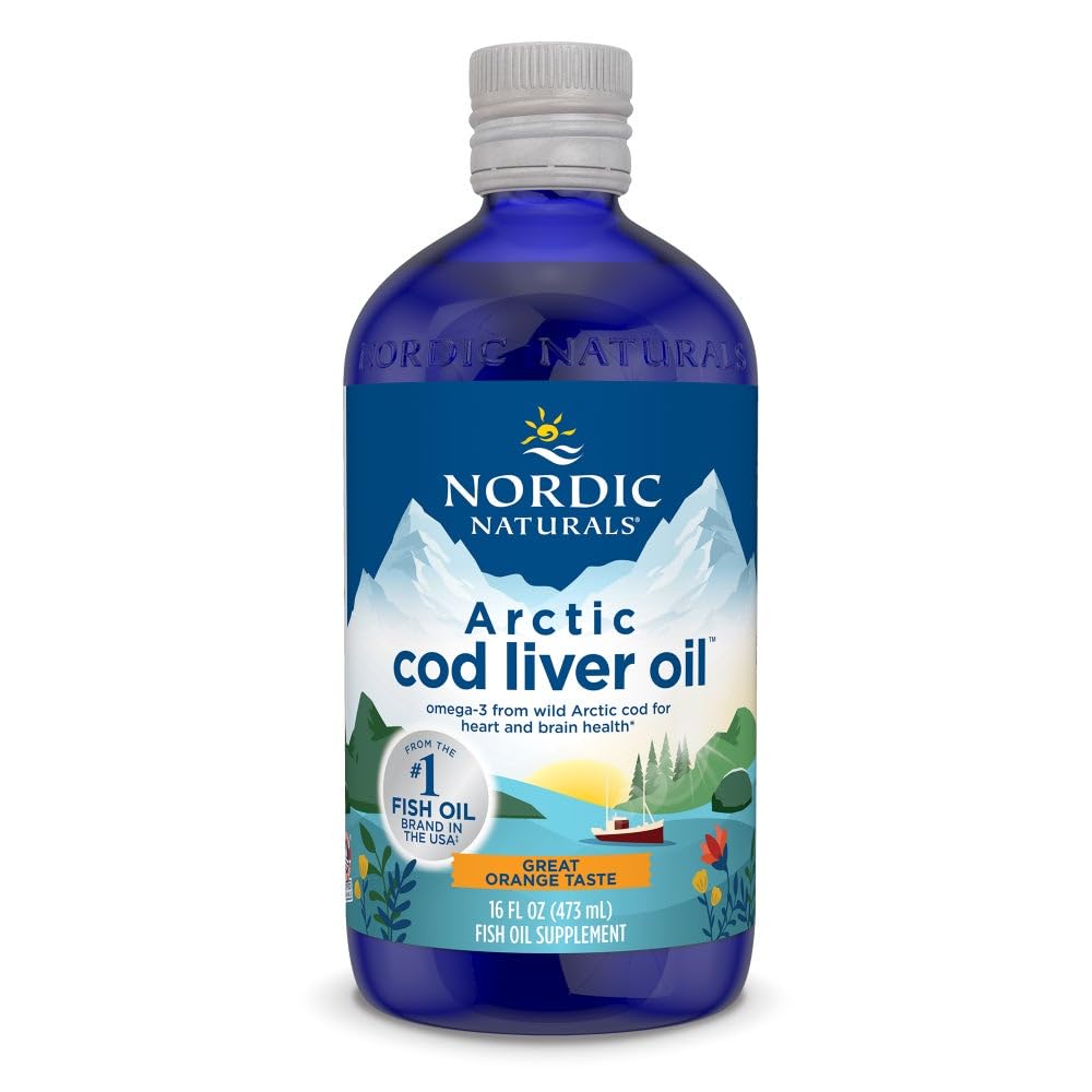 Nordic Naturals Arctic Cod Liver Oil, Orange - 16 oz - 1060 mg Total Omega-3s with EPA & DHA - Heart & Brain Health, Healthy Immunity, Overall Wellness - Non-GMO - 96 Servings Nordic Naturals uk supplements