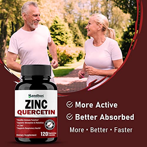 Sandhu's Zinc Quercetin 120 Vegetarian Capsules – Zinc Supplements for Antioxidant Sandhu's uk supplements