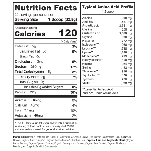 NATURELO Plant Protein Powder, Vanilla, 22g Protein - Non-GMO, 20 Ser NATURELO uk supplements