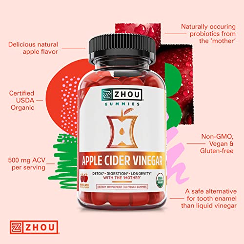 Zhou Nutrition Apple Cider Vinegar Gummies with The Mother, ACV Detox & Cleanse Zhou Nutrition uk supplements