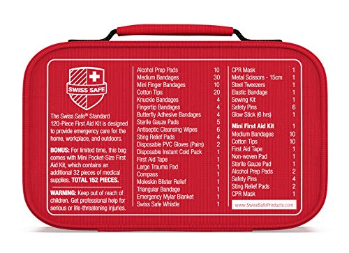 Swiss Safe 2-in-1 First Aid Kit (120 Piece) + Bonus 32-Piece Mini Kit Swiss Safe uk supplements