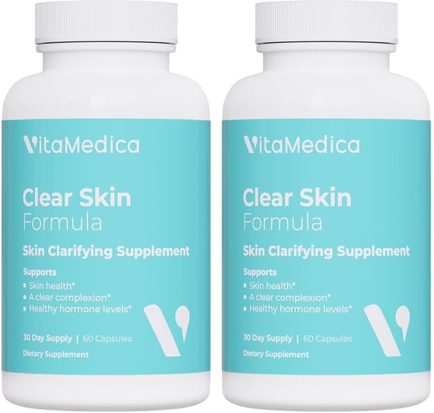 VitaMedica Clear Skin Vitamin Formula | Noncystic Acne Supplement for Skin Clearing | Breakout Treatment for Women and Men | Vitamins A, C, E, Selenium, Chromium, and Zinc for Skin Health | 2 Pack VitaMedica uk supplements