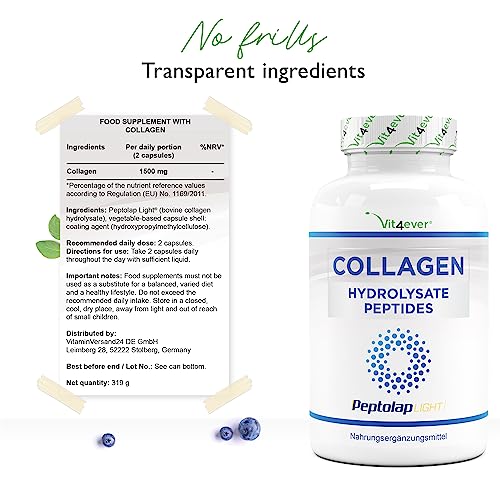 Collagen - 365 Capsules - 1500 mg per Daily Serving - Premium: 100% Bovine Collagen Vit4ever uk supplements