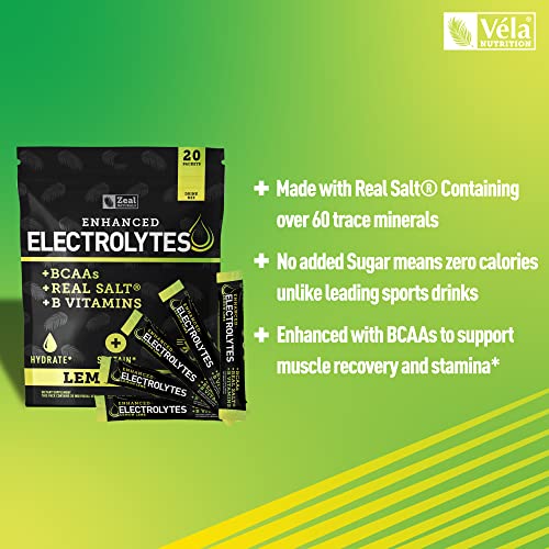 Enhanced Electrolyte Powder Stick Packs (Lemon Lime - 20 Packets) Sugar Free Zeal Naturals uk supplements