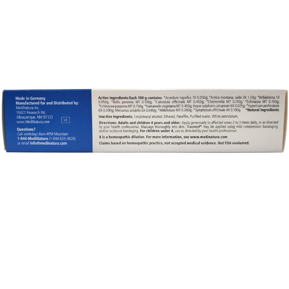 MediNatura Traumeel Ointment Topical Pain Relief for Muscle Joint Back Arthritis Injury or Exercise Related Pain & Soreness Arnica + 13 Active Ingredients - Made in Germany - 3.53 oz MediNatura uk supplements