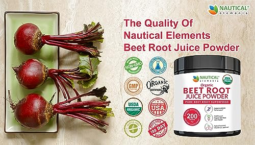 Beet Juice Powder Organic - Cold Pressed - 20:1 Concentrate - Concentrated Beet Root Nautical Elements uk supplements