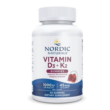 Nordic Naturals Vitamin D3 + K2 Gummies, Pomegranate - 60 Gummies - 1000 IU Vitamin D3 + 45 mcg K2 - Great Taste - Bone Health, Promotes Healthy Muscle Function - Non-GMO - 60 Servings Nordic Naturals uk supplements