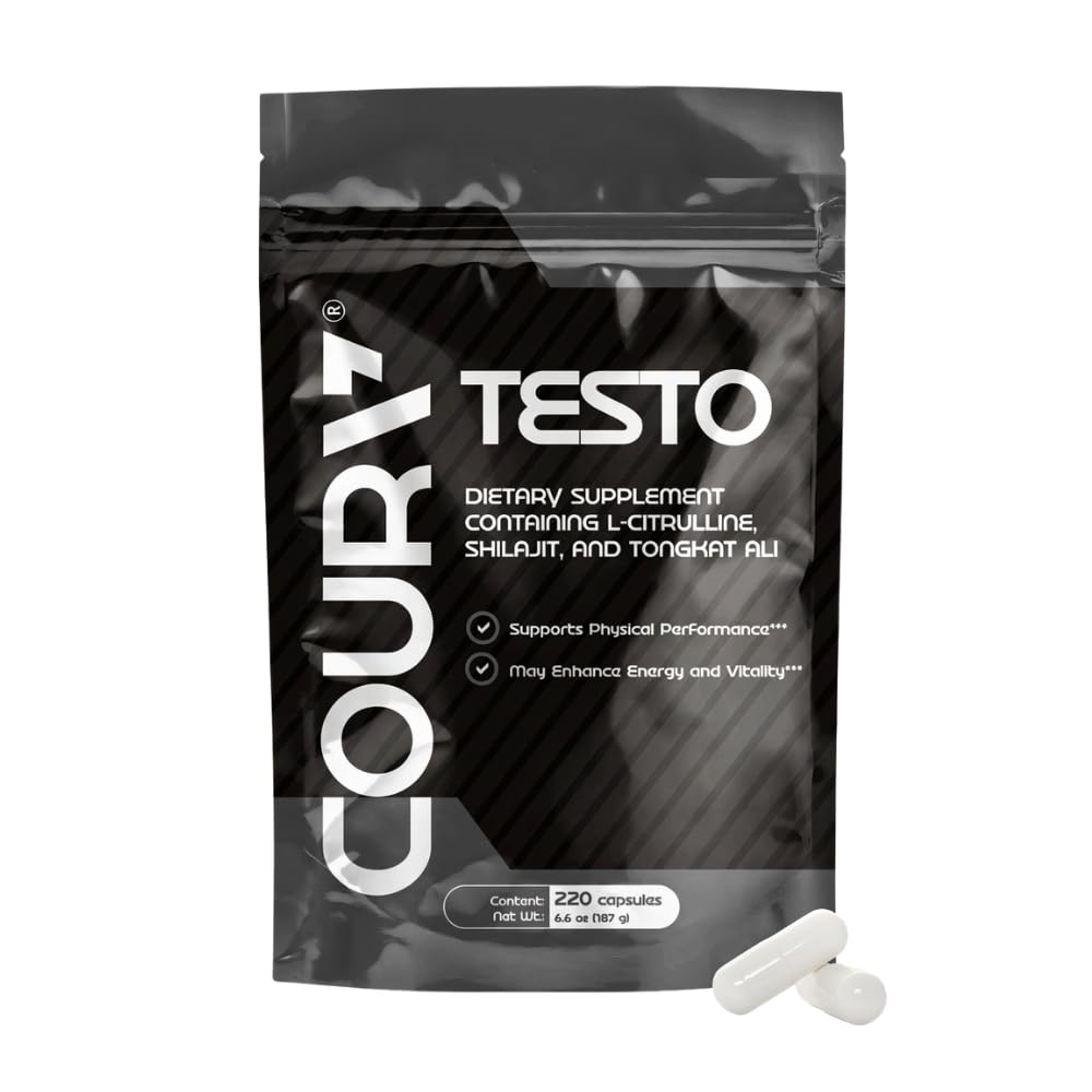 COURA Mens Testo Booster and Multivitamin for Men, 220 Capsules (55 Servings), with Shilajit, Zinc, Magnesium, L-Arginine, and Citrulline, Performance Support COURA uk supplements