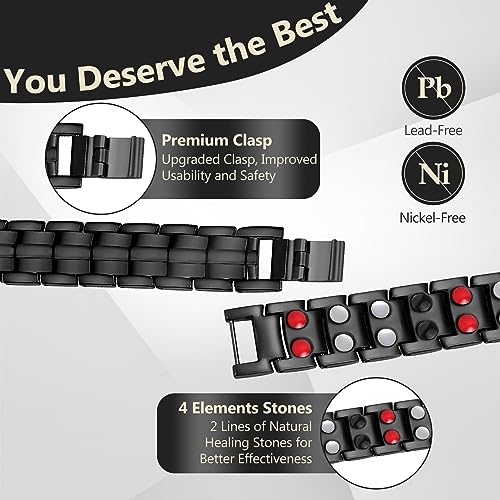 Feraco Mens Magnetic Bracelet Titanium Steel Magnetic Bracelet with Double Row 4 Elements Feraco uk supplements