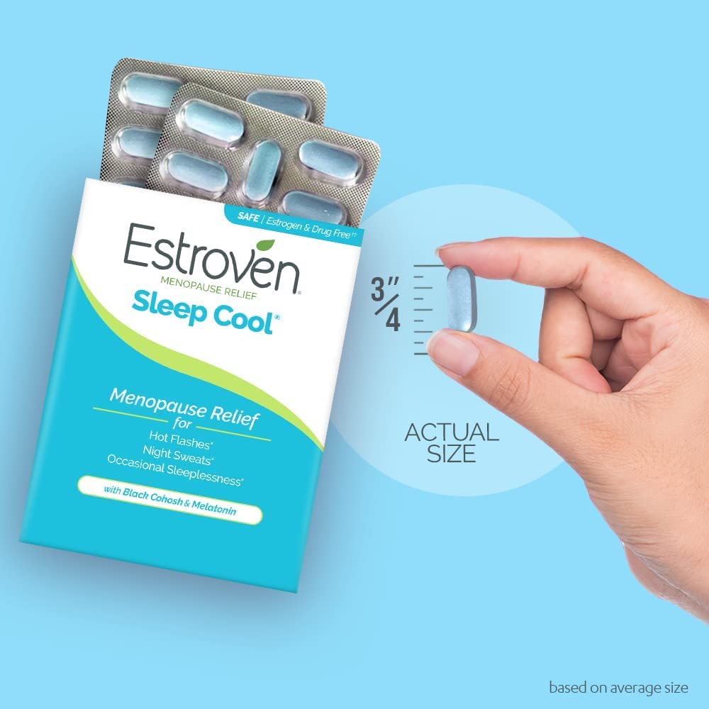 Estroven Sleep Cool for Menopause Relief, 30 Ct, Sleep Support Supplement With Clinically Proven Ingredients to Relieve Menopause Symptoms plus Night Sweats & Hot Flash Relief, Drug-No & Gluten-No Estroven uk supplements