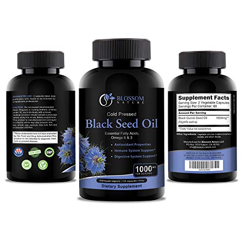 Black Seed Oil Capsules 1000mg - Premium Black Cumin Seed Oil Capsules - Black Seed Blossom Nature uk supplements