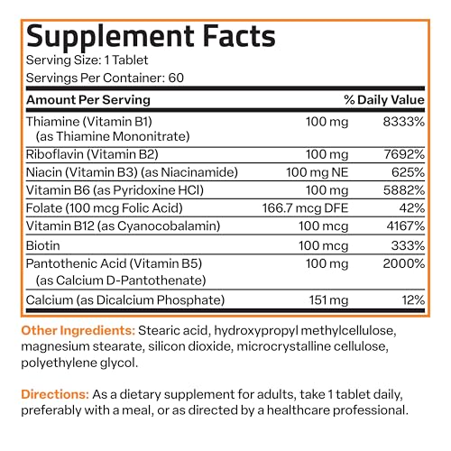 Bronson Vitamin B 100 Complex High Potency Sustained Release (Vitamin B1, B2, B3, B6) Bronson uk supplements