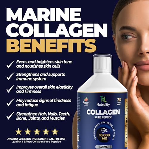 Nutrality Marine Collagen Sugar Free Liquid | Peptides, Hyaluronic Acid, Silica, Biotin, 10000mg Type 1 Nutrality uk supplements