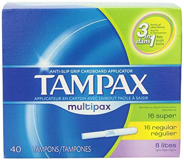 Tampax Cardboard Applicator, Multipax Tampons 40 Count Tampax uk supplements