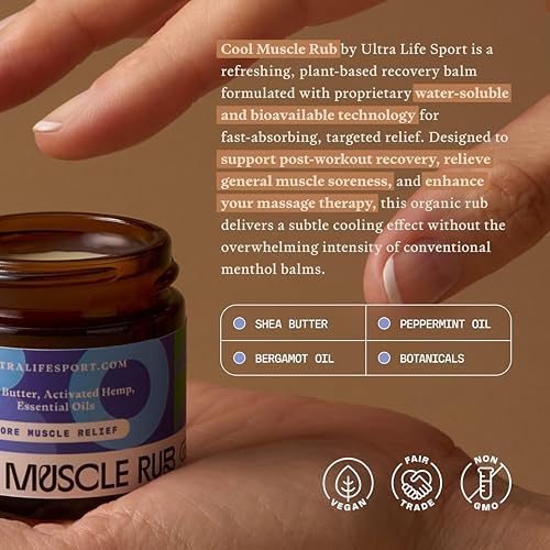 Ultra Life Sport – Premium Cooling Muscle Rub – Vegan Topical Balm with Peppermint & Bergamot – Organic, Non-GMO, Water-Based Formula – Clean Botanical Ingredients Ultra Life Sport uk supplements