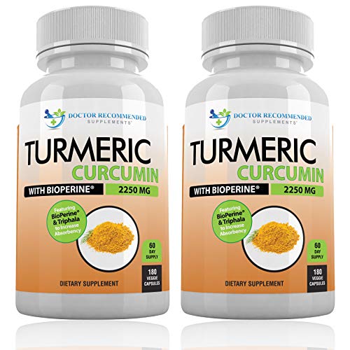 Turmeric Curcumin - 2250mg/d - 95% Curcuminoids - 180 Veggie Caps with Black Pepper DOCTOR RECOMMENDED SUPPLEMENTS uk supplements