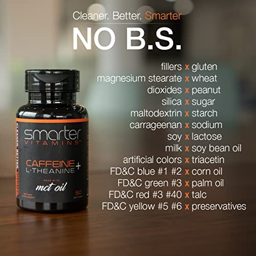 200mg Caffeine Pills - MCT Oil from 100% Coconuts + 100mg L-Theanine, Advanced Energy SmarterVitamins uk supplements