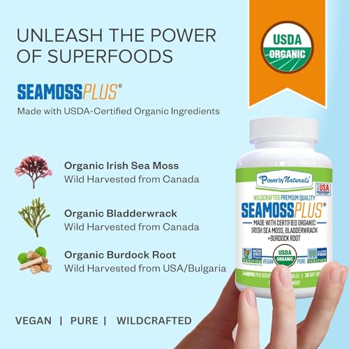 Power By Naturals Sea Moss Plus - USDA Certified Organic Wildcrafted Irish Seamoss Power By Naturals uk supplements