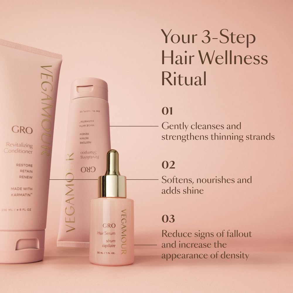 VEGAMOUR GRO Revitalizing Conditioner | Smooths, Strengthens and Adds Shine to Thinning Hair | Clean, Vegan, Cruelty-Free, Clinically Proven and Color Safe (8 Fl Oz) VEGAMOUR uk supplements