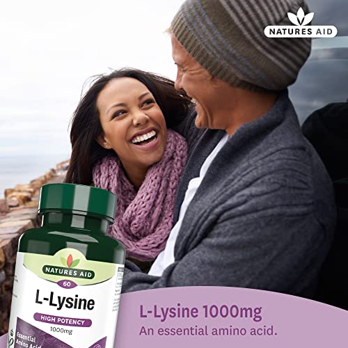 Natures Aid L-Lysine 1000 mg, High Potency Essential Amino Acid, Vegan, 60 Tablets natures aid uk supplements