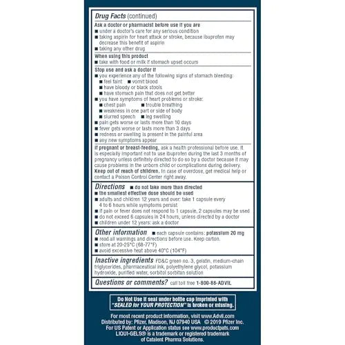 Advil Liqui-Gels Minis Pain Reliever and Fever Reducer, Pain Medicine for Adults with Ibuprofen 200mg for Pain Relief - 160 Liquid Filled Capsules Advil uk supplements
