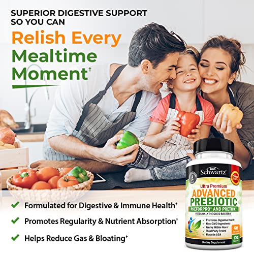 Prebiotics for Advanced Gut Health - Immune System Support & Dietary Fiber BioSchwartz uk supplements