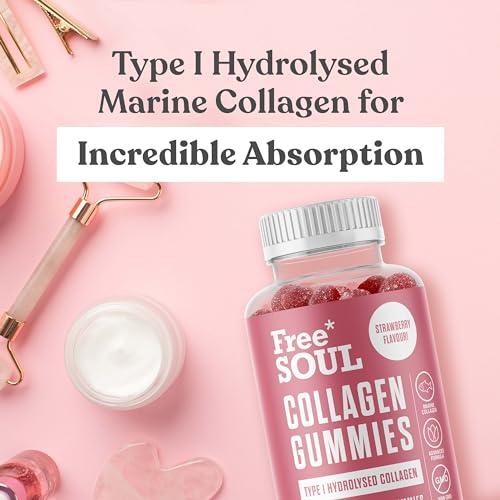 Collagen Gummies, Marine Collagen Supplement with Effective Type 1 Hydrolysed Collagen Peptides Free Soul uk supplements