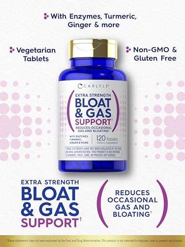 Carlyle Bloat & Gas Support for Men & Women | 120 Tablets | Extra Strength Pills | Supplement Carlyle uk supplements