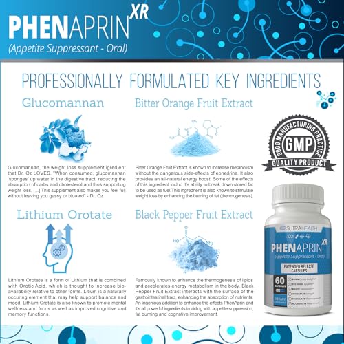 PhenAprin XR Maximum Strength Appetite Suppressant Diet Pills - 2-Pack, Metabolism Boosting SutraHealth uk supplements