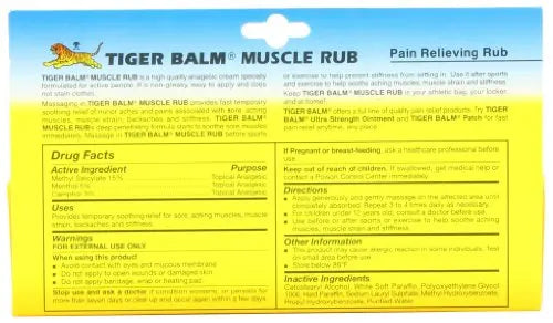 Tiger Muscle Rub Topical Analgesic Cream 2 Ounces (57 g) (Pack of 4) Tiger Balm uk supplements