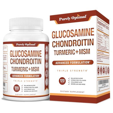 Purely Optimal Premium Glucosamine Chondroitin MSM Supplement Tablets w/Turmeric Purely Optimal uk supplements