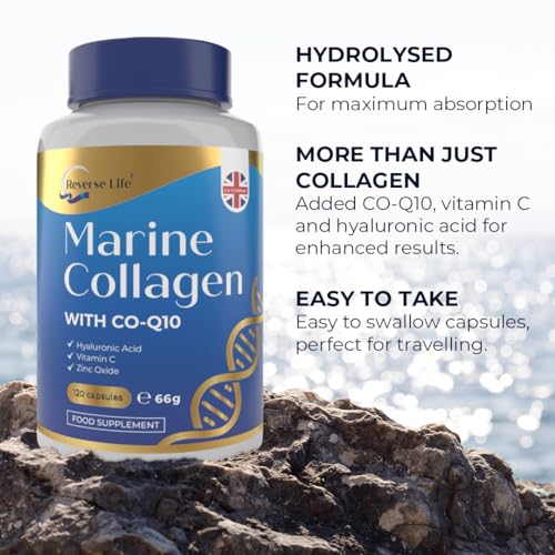 Reverse Life Marine Collagen Capsules 1200mg – with Hyaluronic Acid & Vitamin C + Q10 Reverse Life uk supplements