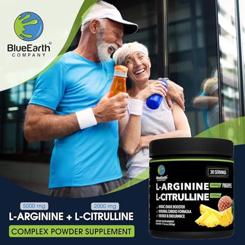 BlueEarth Company L-Arginine 5000mg + L-Citrulline Complex Powder Supplement Drink BlueEarth Company uk supplements