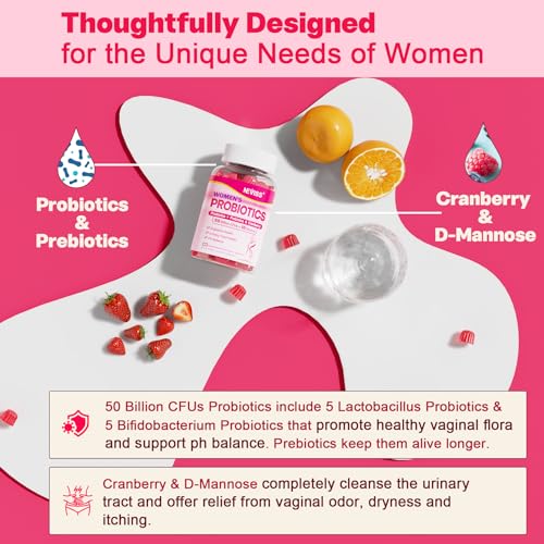 Probiotics for Women Gummies, Sugar Free Vaginal Probiotics 50 Billion CFU 10 Strains w/ Cranberry NEVISS uk supplements
