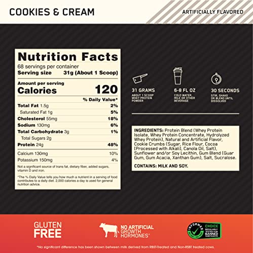 Optimum Nutrition Gold Standard 100% Whey Protein Powder, Cookies & Cream, 5 Pound Optimum Nutrition uk supplements