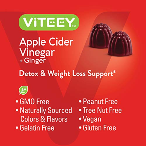 Apple Cider Vinegar Gummies 1,000mg Plus Ginger, ACV with The Mother, Detox Cleanse Viteey uk supplements