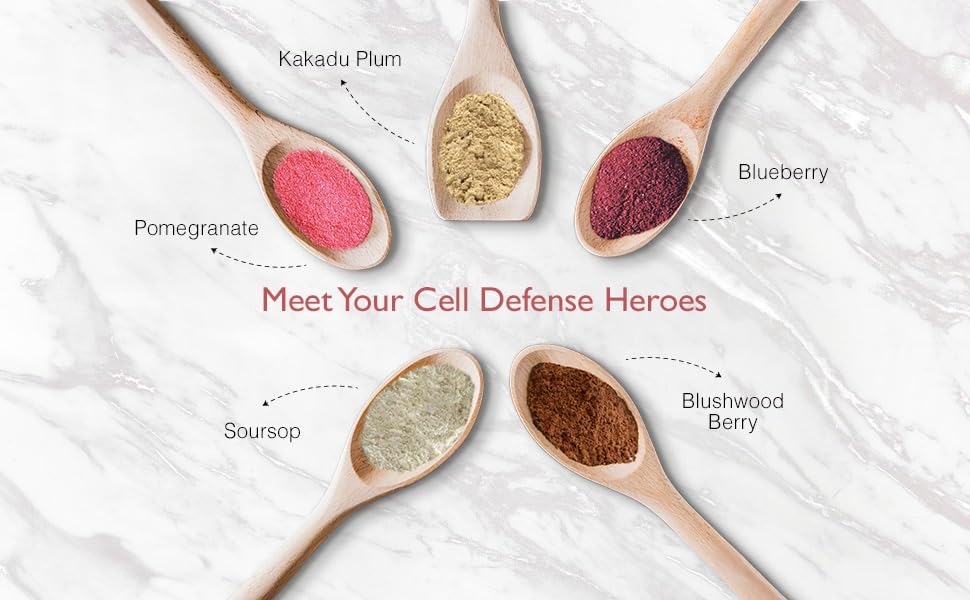Aussie Pure Blushwood Berry Superfruit Daily Cell Defense - Soursop - Kakadu Plum - Pomegranate - Blueberry - Immune and Cell Support Powder - All Ages - Lab Tested and Authenticated - 180g/6.4oz Aussie Pure uk supplements
