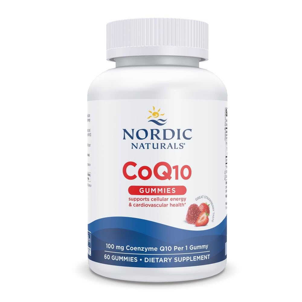 Nordic Naturals CoQ10 Gummies, Strawberry - 60 Gummies - 100 mg Coenzyme Q10 (CoQ10) - Great Taste - Heart Health, Cellular Energy Production, Antioxidant Support - Non-GMO, Vegan - 60 Servings Nordic Naturals uk supplements
