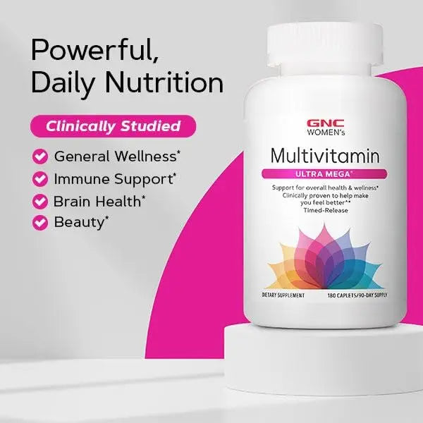 GNC Women’s Ultra Mega Multivitamin Caplets, Clinically Proven to Feel Better, Immune Support, Vitamin A, B, C, D GNC uk supplements