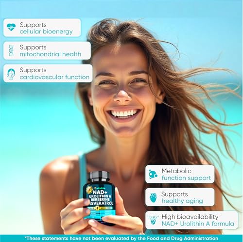 Adndale NAD Supplement. Longevity Formula with Liposomal NAD+, Trans Resveratrol, Urolithin-A, Berberine, CoQ10. NMN Supplement Alternative. 90 Count Adndale uk supplements