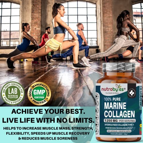 High Strength Marine Collagen Capsules - 1250mg Hydrolysed Collagen Supplement NUTRABYTES uk supplements