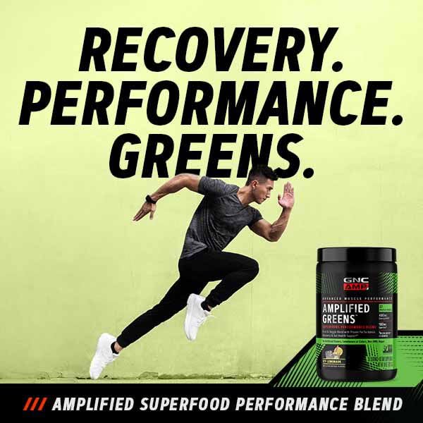 GNC AMP Amplified Greens Superfoods Performance Blend - Vegan Athlete Superfood Drink - Blueberry Pomegranate - 9.9 Oz (30 Servings) GNC uk supplements