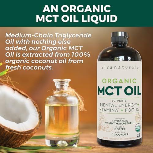 Viva Naturals Organic MCT Oil for Keto Coffee (32 fl oz) - Best MCT Oil Supplement Viva Naturals uk supplements