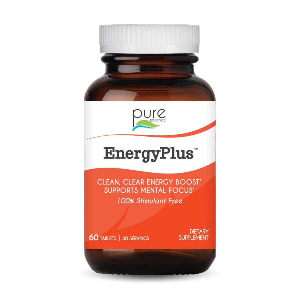 Energy Plus by Pure Essence - Caffeine Free, All Natural Herbal Energy and Focus Supplement - Smooth, No Jitters No Crash - 60 Tablets PURE ESSENCE LABS uk supplements