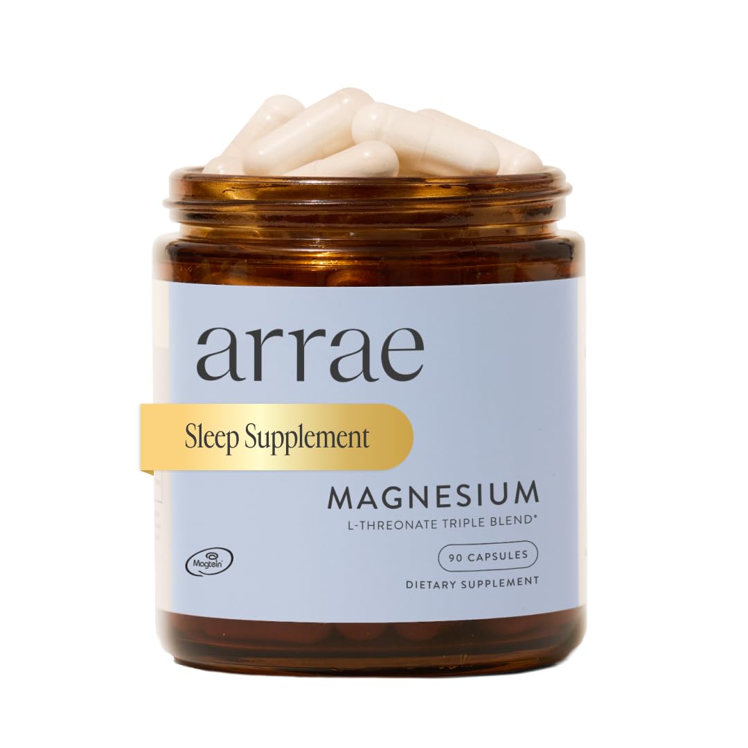 Arrae Magnesium Supplement, Magnesium Glycinate, Citrate & L-threonate, 250 mg, Support Mood, Sleep, Nerves, and Muscles,90 Capsules Arrae uk supplements
