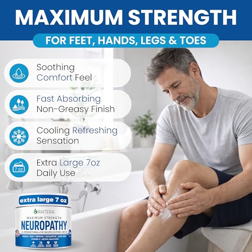 Raitera Neuropathy Cream – Extra Strength for Feet, Hands, Legs, Toes – Advanced Cooling Non-Greasy Fast Absorbing Formula - Natural Ingredients Frankincense, Arnica, Aloe Vera, Turmeric, MSM Raitera uk supplements