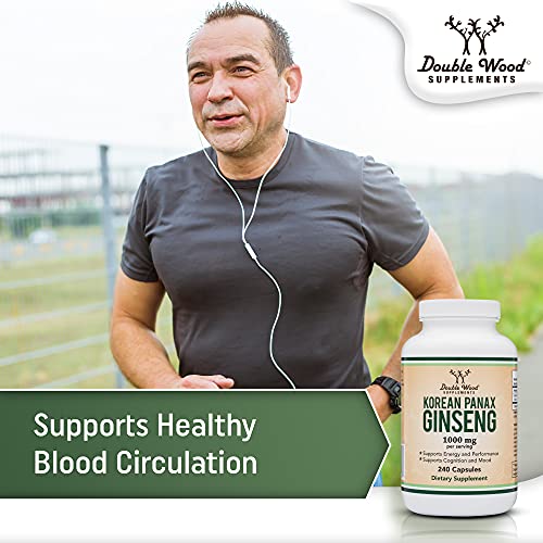 Ginseng Capsules (Korean Red Ginseng Extract, Panax Ginseng 10% Ginsenosides) Double Wood Supplements uk supplements