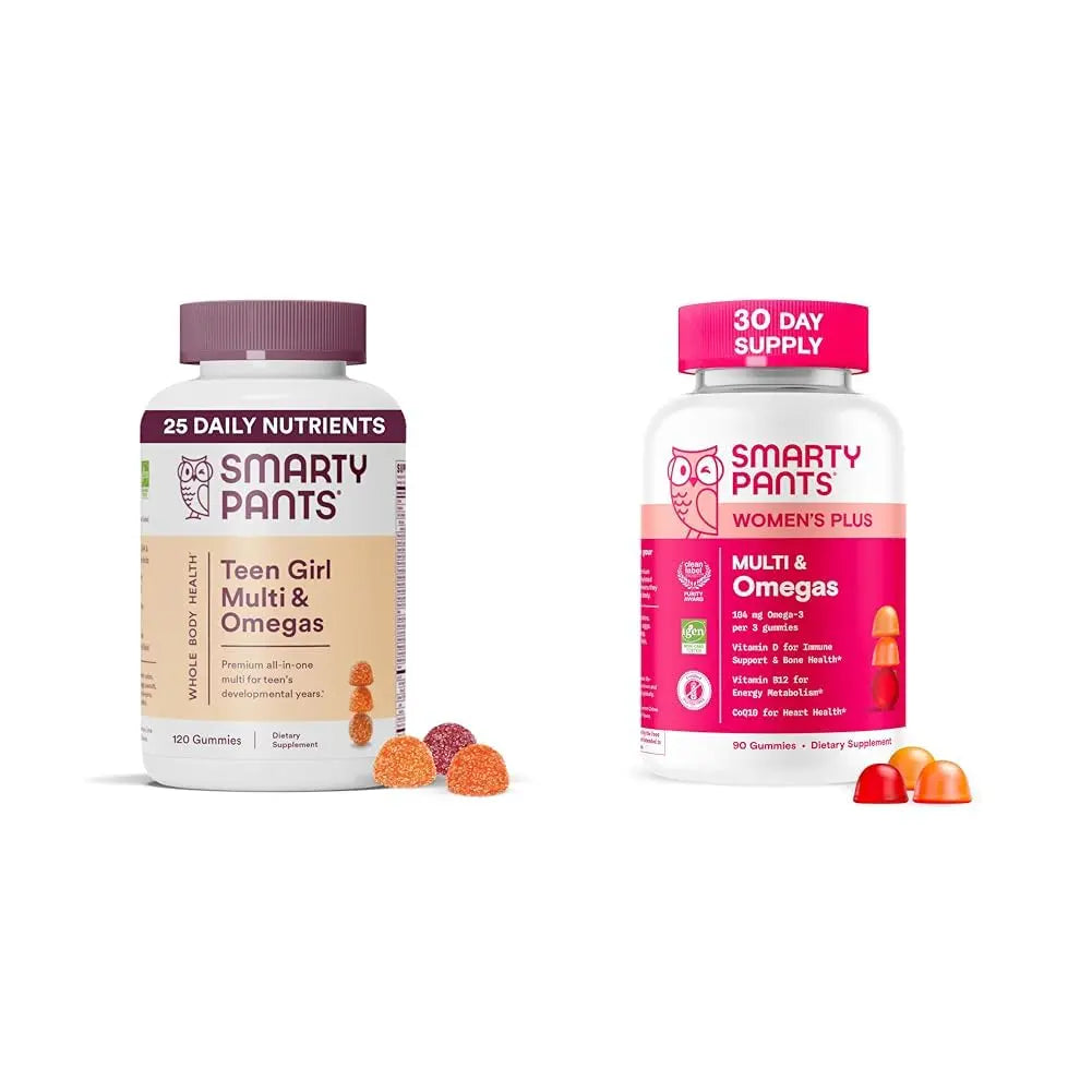 SmartyPants Women's and Teen Girl Multivitamin Gummies Bundle: Omega 3 (DHA/EPA), Methylfolate, CoQ10, Vitamin D3, C, Vitamin B12, B6 SmartyPants uk supplements